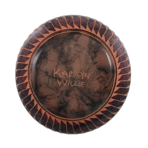 Native American Horse Hair Bear Pot Hand Crafted By Karolyn Willie AX127374