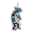 Turquoise And Coral Inlay Navajo Kokopelli Sterling Silver Pendant AX127413