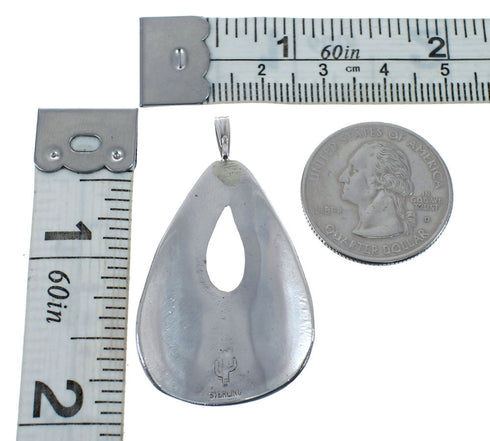 Turquoise and Coral Inlay Genuine Sterling Silver Navajo Pendant AX127421