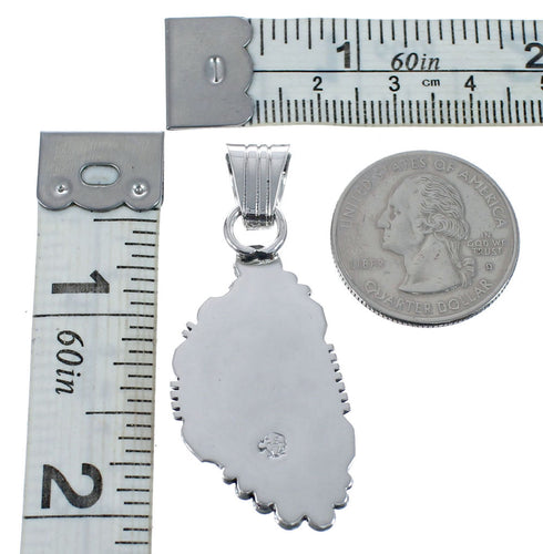 Native American Navajo Genuine Sterling Silver And Turquoise Pendant AX127443