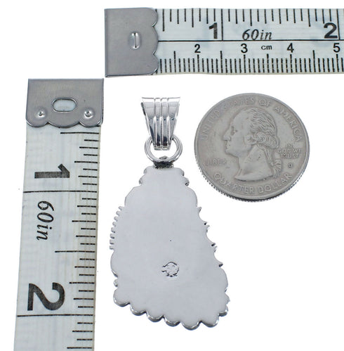 Native American Navajo Genuine Sterling Silver And Turquoise Pendant AX127445