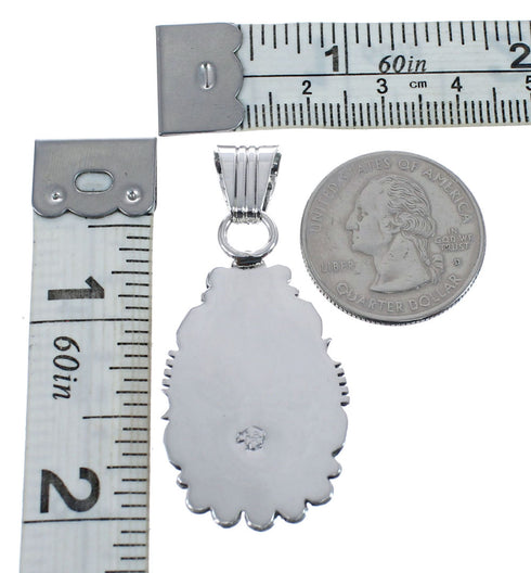 Native American Navajo Genuine Sterling Silver And Turquoise Pendant AX127451
