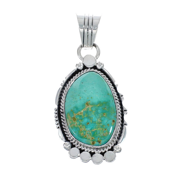 Native American Navajo Genuine Sterling Silver And Turquoise Pendant AX127452