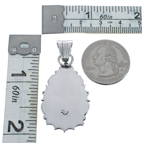 Native American Navajo Genuine Sterling Silver And Turquoise Pendant AX127453