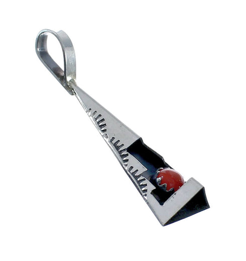 American Indian Genuine Sterling Silver Coral Pendant AX127459