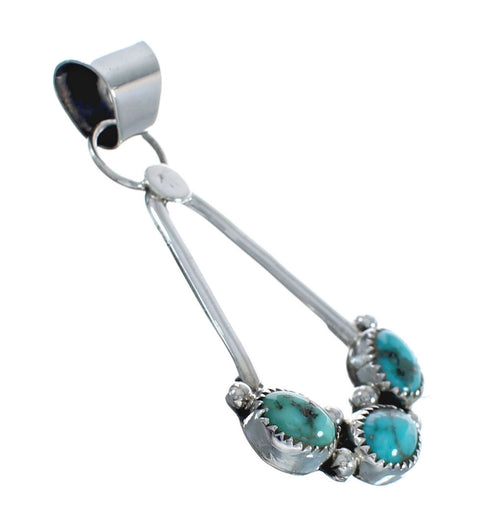 Native American Authentic Turquoise Sterling Silver Pendant AX127466