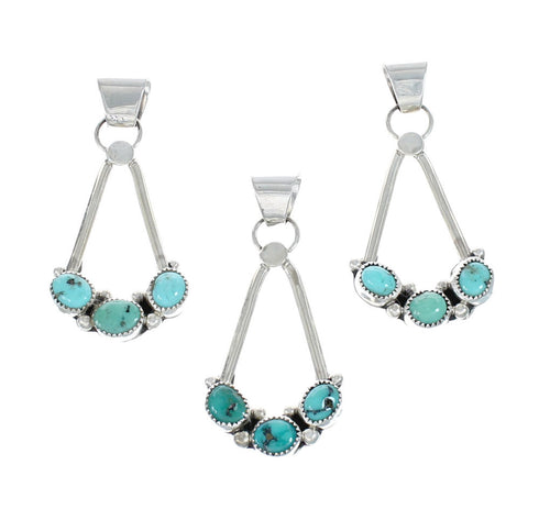 Native American Authentic Turquoise Sterling Silver Pendant AX127466