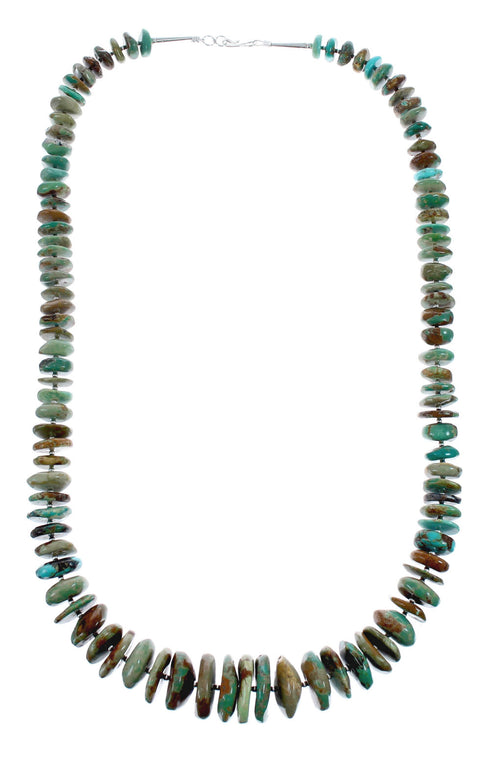 Native American Turquoise Authentic Sterling Silver Bead Necklace AX127428