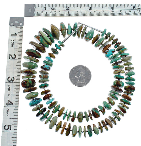 Native American Turquoise Authentic Sterling Silver Bead Necklace AX127428
