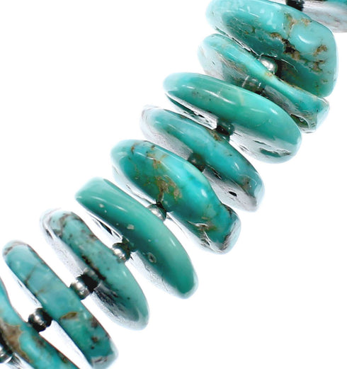 Native American Turquoise Authentic Sterling Silver Bead Necklace AX127427
