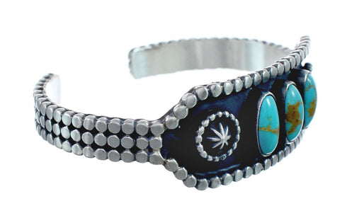 Navajo Authentic Sterling Silver Turquoise Cuff Bracelet AX127486