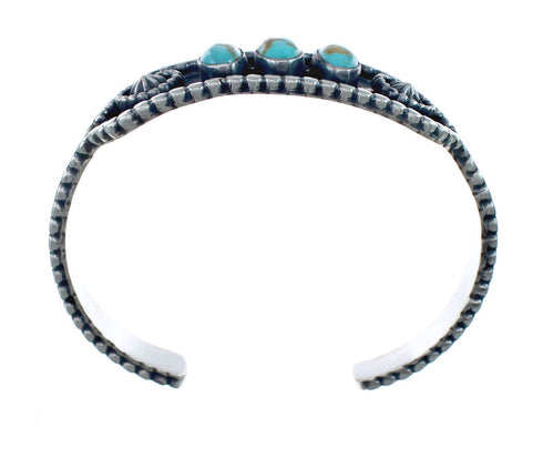 Navajo Authentic Sterling Silver Turquoise Cuff Bracelet AX127486