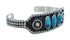 Navajo Authentic Sterling Silver Turquoise Cuff Bracelet AX127487