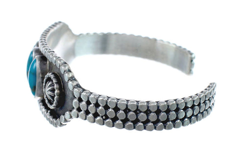 Navajo Authentic Sterling Silver Turquoise Cuff Bracelet AX127487