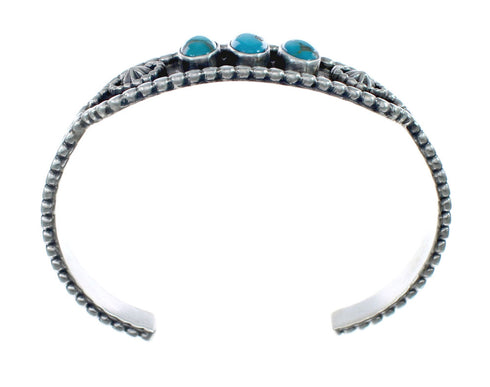 Navajo Authentic Sterling Silver Turquoise Cuff Bracelet AX127487