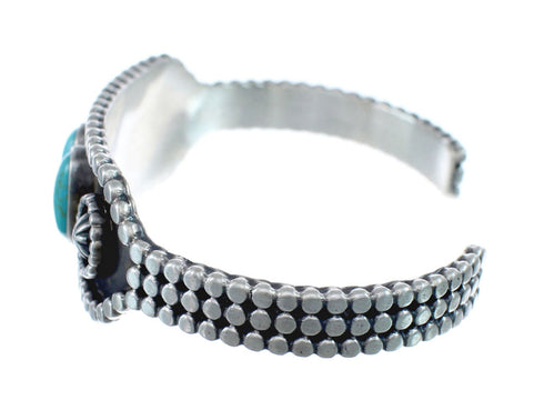 Navajo Authentic Sterling Silver Turquoise Cuff Bracelet AX127488