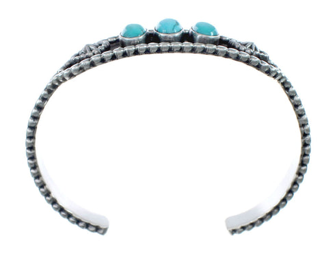 Navajo Authentic Sterling Silver Turquoise Cuff Bracelet AX127488