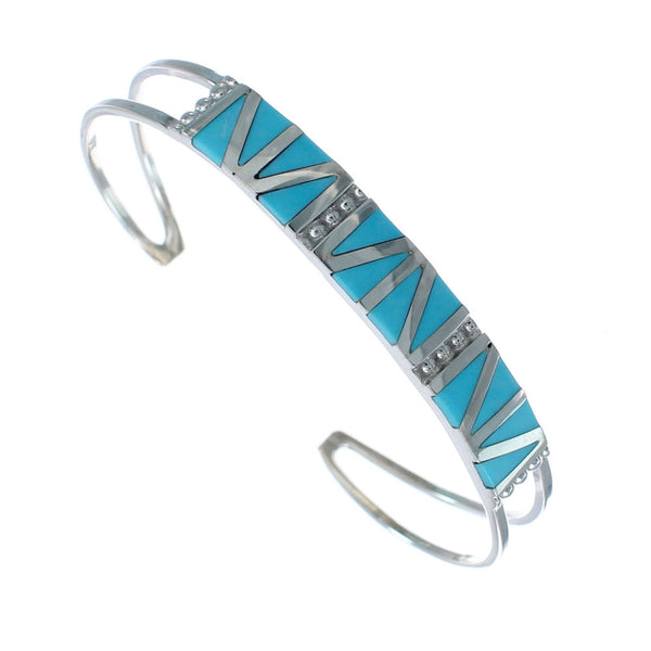 Zuni Sterling Silver Turquoise Inlay Cuff Bracelet AX127478