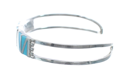 Zuni Sterling Silver Turquoise Inlay Cuff Bracelet AX127478