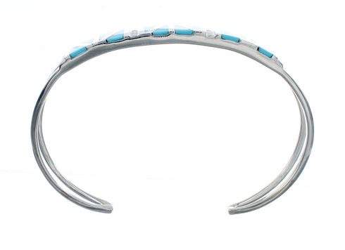 Zuni Sterling Silver Turquoise Inlay Cuff Bracelet AX127478