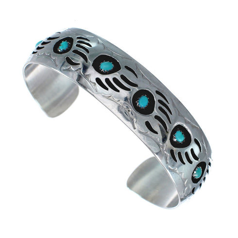 Native American Sterling Silver Turquoise Bear Paw Cuff Bracelet AX127483