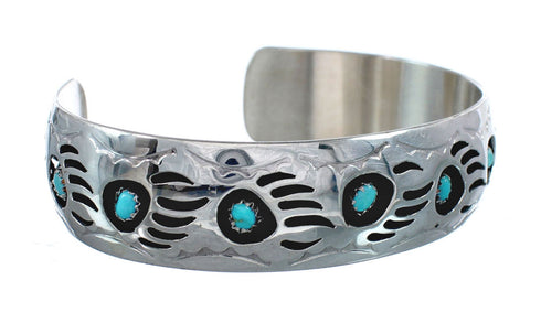 Native American Sterling Silver Turquoise Bear Paw Cuff Bracelet AX127483