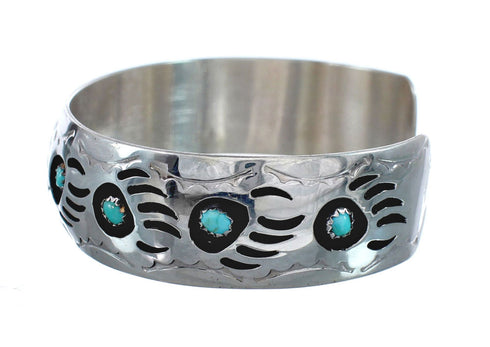 Native American Sterling Silver Turquoise Bear Paw Cuff Bracelet AX127483