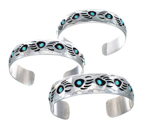 Native American Sterling Silver Turquoise Bear Paw Cuff Bracelet AX127483