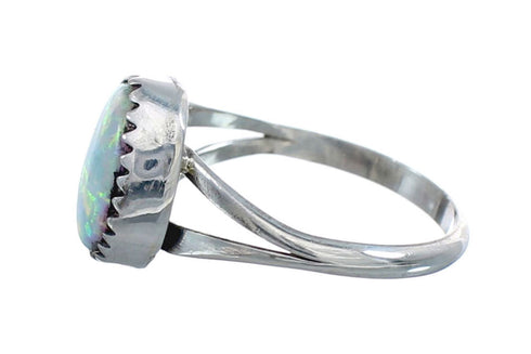 Native American Authentic Sterling Silver Opal Ring Size 6 AX127473