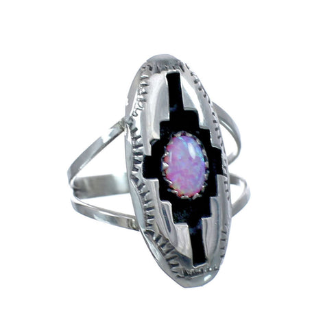 Navajo Sterling Silver Pink Opal Ring Size 6-3/4 AX127518