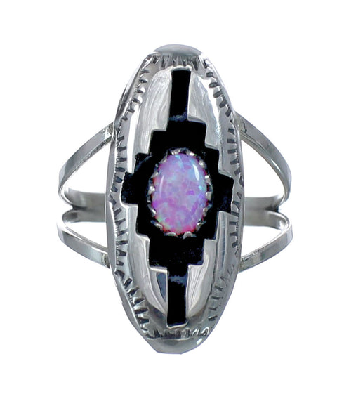 Navajo Sterling Silver Pink Opal Ring Size 6-3/4 AX127518