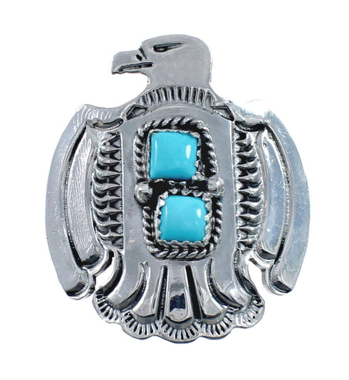 Native American Turquoise Silver Eagle Ring Size 6-1/2 AX127526