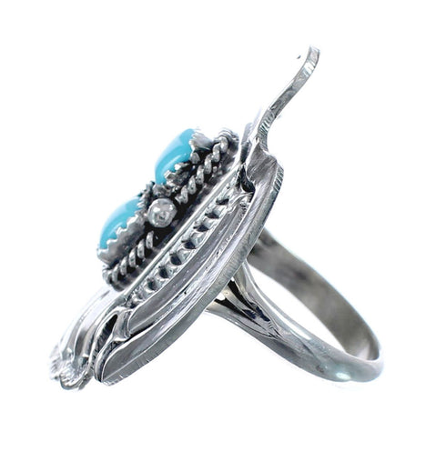 Native American Turquoise Silver Eagle Ring Size 7-1/2 AX127528