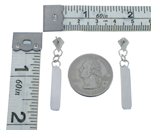 Sterling Silver Zuni Turquoise Inlay Post Dangle Earrings AX127607