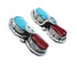 Sterling Silver Turquoise And Coral Zuni Effie Calavaza Snake Post Earrings AX127582