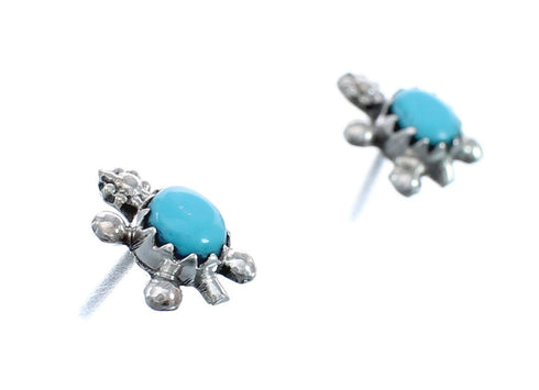 Zuni Turquoise And Sterling Silver Turtle Post Earrings AX127596