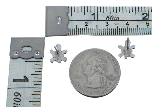 Zuni Turquoise And Sterling Silver Turtle Post Earrings AX127596