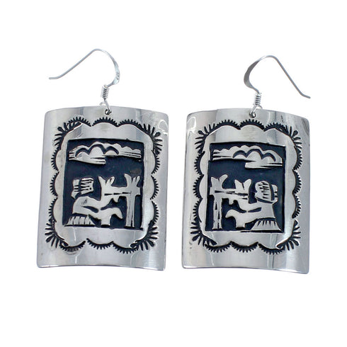 Silver Storyteller Navajo Tommy And Rose Singer Hook Dangle Earrings AX127628