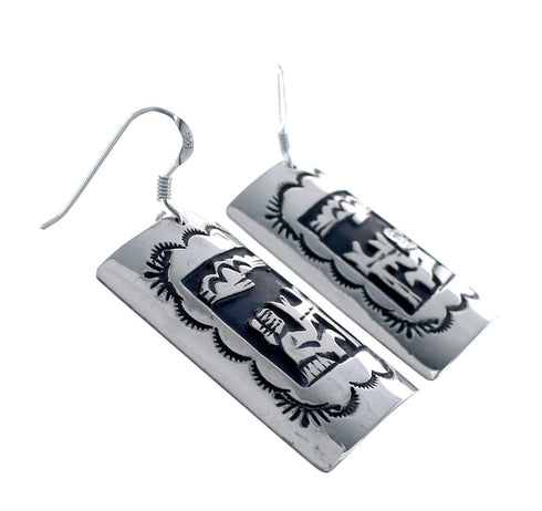 Silver Storyteller Navajo Tommy And Rose Singer Hook Dangle Earrings AX127628