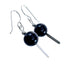 Navajo Sterling Silver Onyx Bead Hook Dangle Earrings AX127599