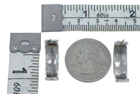 Multicolor Inlay Zuni Indian Sterling Silver Post Hoop Earrings AX127587