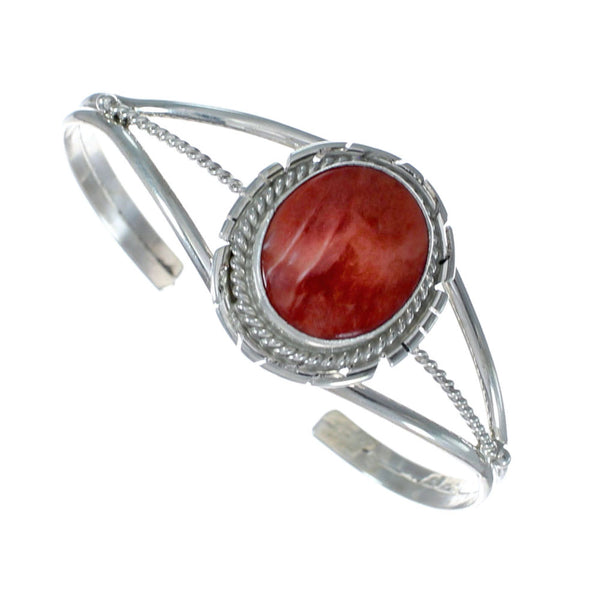 Navajo Authentic Sterling Silver Oyster Shell Cuff Bracelet AX127660