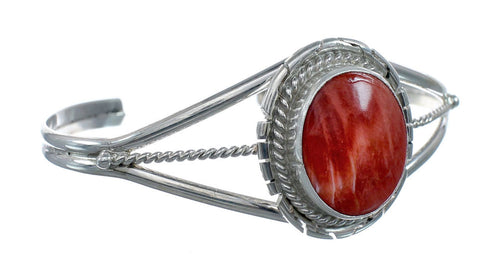 Navajo Authentic Sterling Silver Oyster Shell Cuff Bracelet AX127660