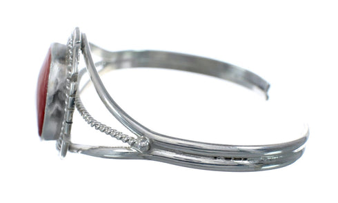 Navajo Authentic Sterling Silver Oyster Shell Cuff Bracelet AX127660