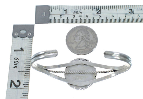 Navajo Authentic Sterling Silver Oyster Shell Cuff Bracelet AX127660