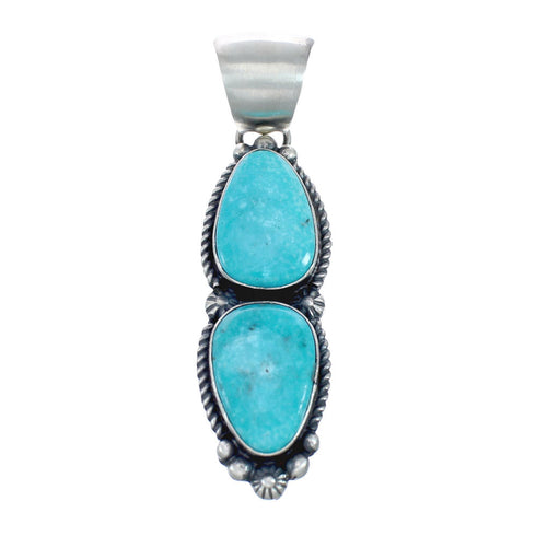 Turquoise Navajo Authentic Twisted Sterling Silver Pendant JX127829
