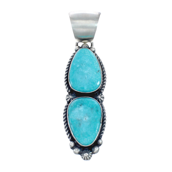 Turquoise Navajo Authentic Twisted Sterling Silver Pendant JX127829