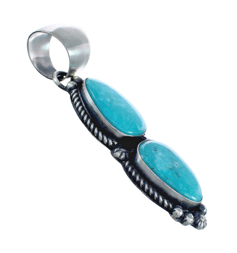 Turquoise Navajo Authentic Twisted Sterling Silver Pendant JX127829