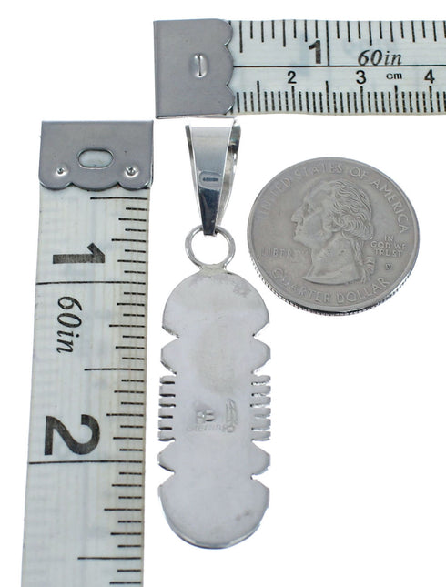 Turquoise Inlay Navajo Authentic Sterling Silver Pendant JX127740