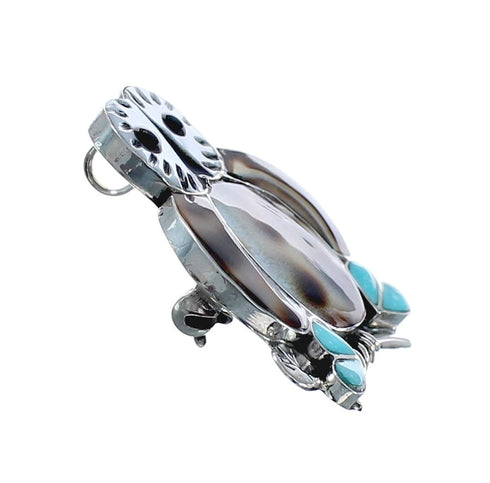 Native American Zuni Sterling Silver Multicolor Owl Pendant JX127804